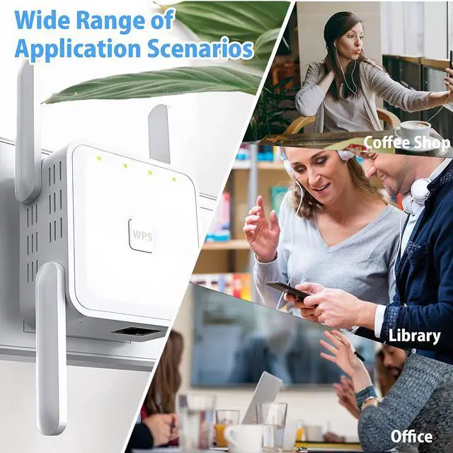 Alt view image 7 of 7 - AC1200 WiFi Extender, 5G 1200Mbps Dual Band WiFi Extenders Signal Booster for Home, Device Servers WiFi Booster Covers Up to 7000 Sq.ft and 20 Devices, 1200Mbps Wireless Signal Repeater with Ethernet