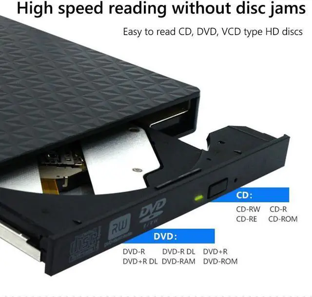 Alt view image 3 of 7 - External CD DVD Drive, USB 3.0 & Type-C Slim Portable CD DVD+/-RW Drive External DVD Writer CD Burner Player, External Optical DVD Drive for Laptop, Desktop, Mac, PC, WIN 11/10/8/7/XP/Linux/Vista/OS