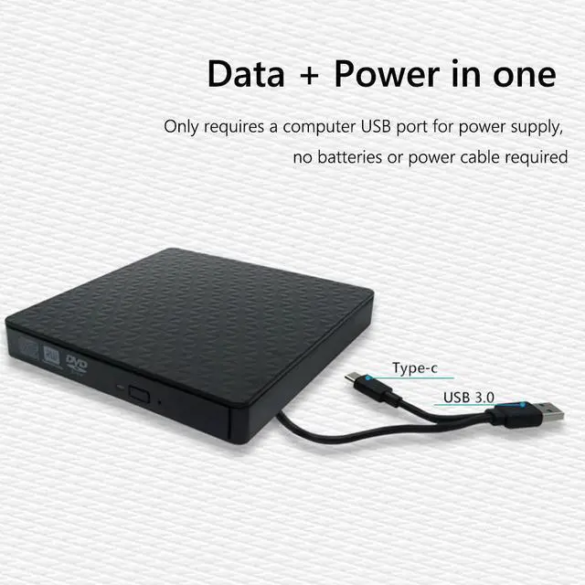 Alt view image 5 of 7 - External CD DVD Drive, USB 3.0 & Type-C Slim Portable CD DVD+/-RW Drive External DVD Writer CD Burner Player, External Optical DVD Drive for Laptop, Desktop, Mac, PC, WIN 11/10/8/7/XP/Linux/Vista/OS