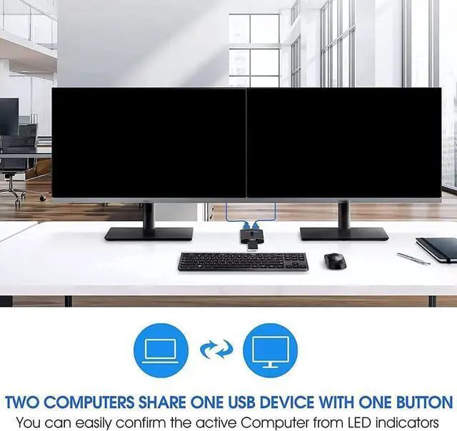 Alt view image 5 of 7 - USB 3.0 Switch Selector, Bi-directional USB 3.0 KVM Switch 5Gbps 2 in 1 Out / 1 in 2 Out USB 3.0 Switcher Adapter for Keyboard, Mouse, Scanner, Printer (with 2x USB 3.0 Cables)
