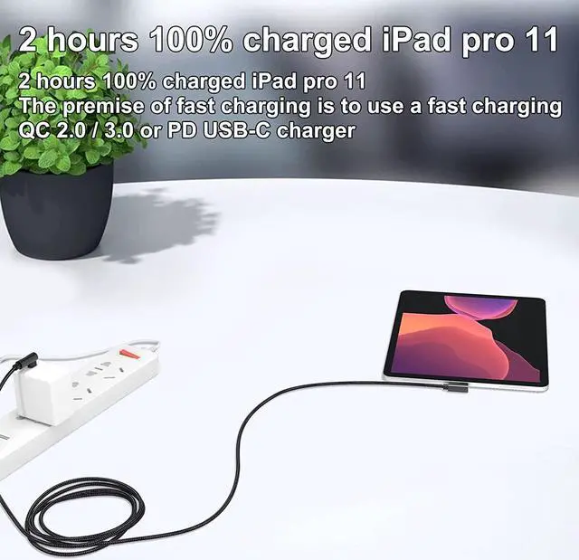 Alt view image 3 of 7 - [2P ACK] 90 Degree USB C to USB C Cable 6.6ft/2M, 60W PD Type C Fast Charging Data Cable,Dual Right Angle Nylon Braided Cable for Ma-c-Book Pro 2020, i-Pad Pro/Air, Smartphones, Tablet etc 8iop