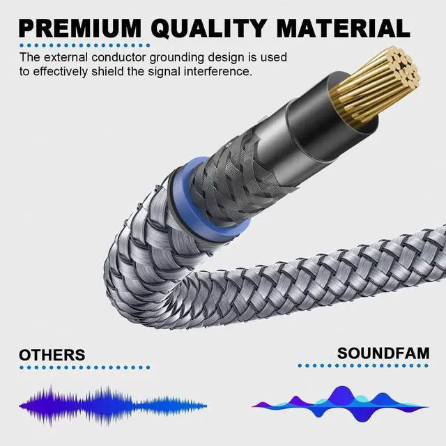 Alt view image 5 of 7 - RCA Subwoofer Cable 3.3ft/1M Digital Coaxial Audio Cable Gold Plated RCA Male to Male SPDIF Cable for Subwoofer, Home Theater, Amplifier, TV-Grey