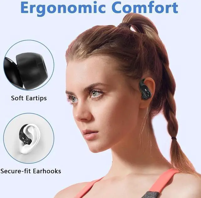 Alt view image 5 of 7 - Ture Wireless Earbuds Bluetooth 5.2 with Mic, IP68 Waterproof Sport Headset HiFi Stereo 48Hrs Playtime LED Display, Over Ear Headphones with Earhook In-Ear Earphones for Sports Running Workout eokCXOY