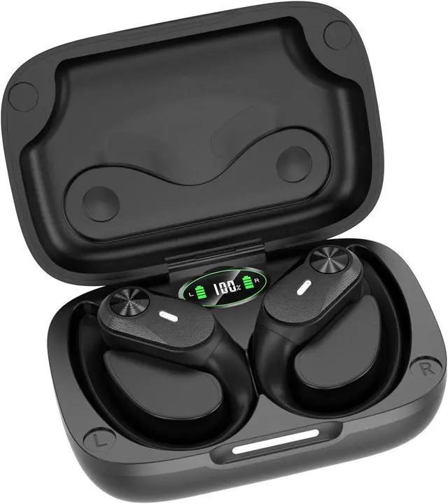 Alt view image 7 of 7 - Ture Wireless Earbuds Bluetooth 5.2 with Mic, IP68 Waterproof Sport Headset HiFi Stereo 48Hrs Playtime LED Display, Over Ear Headphones with Earhook In-Ear Earphones for Sports Running Workout eokCXOY