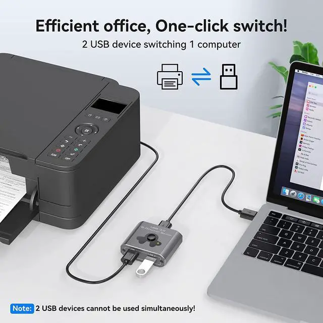 Alt view image 3 of 7 - 2 Port USB 3.0 Switch Bi-Directional KVM Switch USB Switcher 2 in 1 Out / 1 in 2 Out 5Gbps High-Speed USB Switch 2 Computers Share 1 USB Devices for PCs Mouse Keyboard Printer Scanner