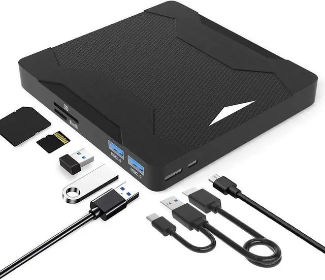 Main image of [5 in 1] External CD DVD Drive, USB 3.0 &Type-C Portable CD/DVD+/-RW Optical Drive/DVD Player for Laptop, External CD/DVD Burner Compatible with Desktop PC Laptop Windows Linux Mac OS