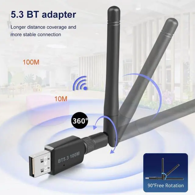 Alt view image 3 of 7 - USBBluetoothAdapter5.3,Long-DistanceBluetooth5.3DonglePC,100MAudioTransmission,LowLatencyEDRBluetoothReceiverforBluetoothKeyboardMouse,SupportWindows10/11/8.1(PlugandPlay) 8iop