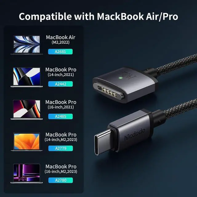 Alt view image 3 of 7 - 140W USB-C to Magnetic 3 Cable, Compatible with M-a-c-B-o-o-k Pro 2021 M1 Pro & Max Chip 14" 16", M-a-c-B-o-o-k Air 2022 M2, Pro 2023 M2 Pro & Max Chip 14" 16", Safe 3 Cable for M-a-c-B-o-o-k - 6.6ft