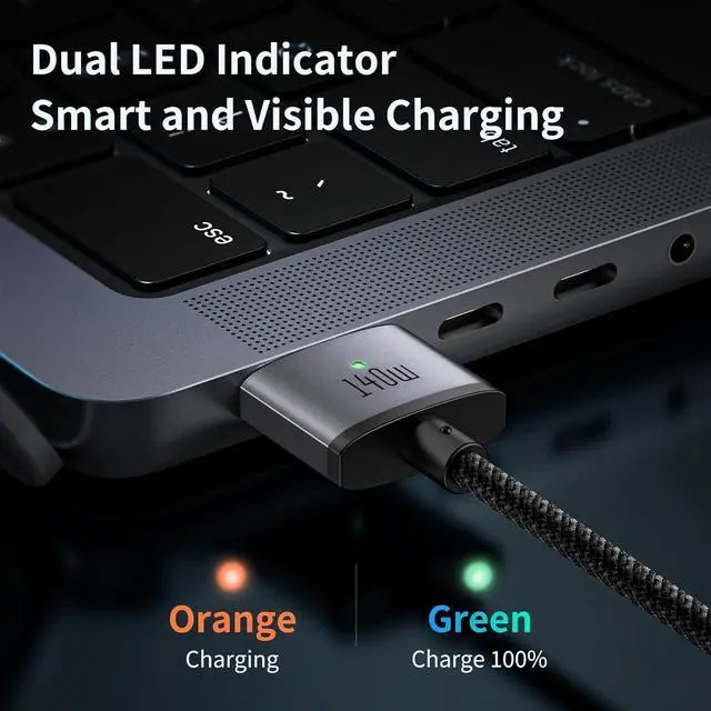 Alt view image 7 of 7 - 140W USB-C to Magnetic 3 Cable, Compatible with M-a-c-B-o-o-k Pro 2021 M1 Pro & Max Chip 14" 16", M-a-c-B-o-o-k Air 2022 M2, Pro 2023 M2 Pro & Max Chip 14" 16", Safe 3 Cable for M-a-c-B-o-o-k - 6.6ft