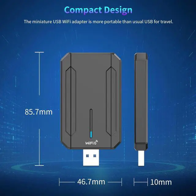 Alt view image 7 of 7 - AX5400 USB 3.0 WiFi 6 Adapter for Desktop PC, Tri-Band 6G/5G/2.4G WiFi Dongle Wireless Adapter, High Speed Wireless Network Adapter with 2 High Gain Antennas, Plug and Play Supports Windows 10/11