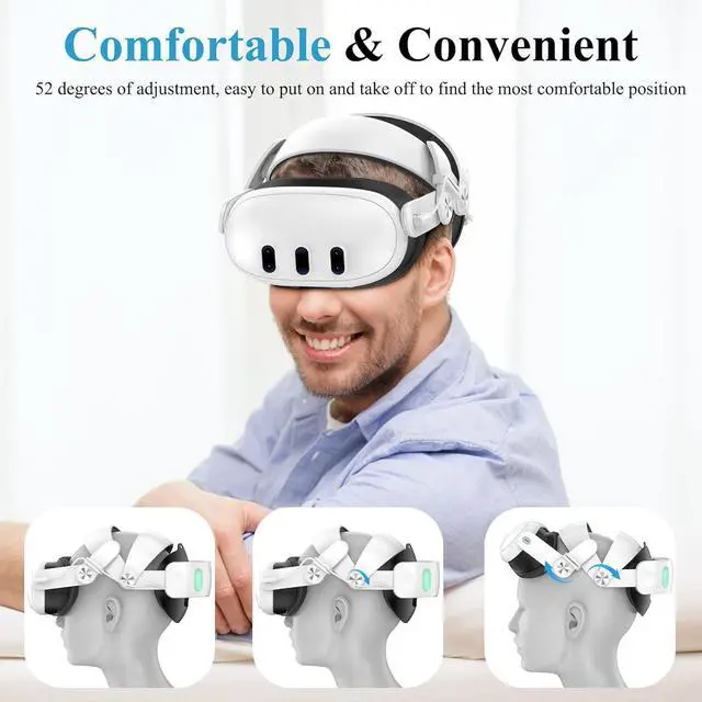 Alt view image 6 of 7 - Head Strap with Battery Pack for Meta/Oculus Quest 3, 6000mAh Elite Strap Replacement for Enhanced Comfort and Play Time, Adjustable Power Bank Headstrap VR Accessories for Meta/Oculus Quest 3 (White)