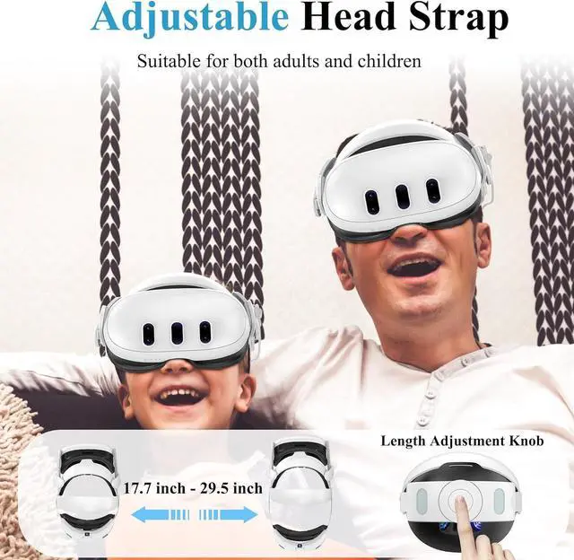 Alt view image 7 of 7 - Head Strap with Battery Pack for Meta/Oculus Quest 3, 6000mAh Elite Strap Replacement for Enhanced Comfort and Play Time, Adjustable Power Bank Headstrap VR Accessories for Meta/Oculus Quest 3 (White)