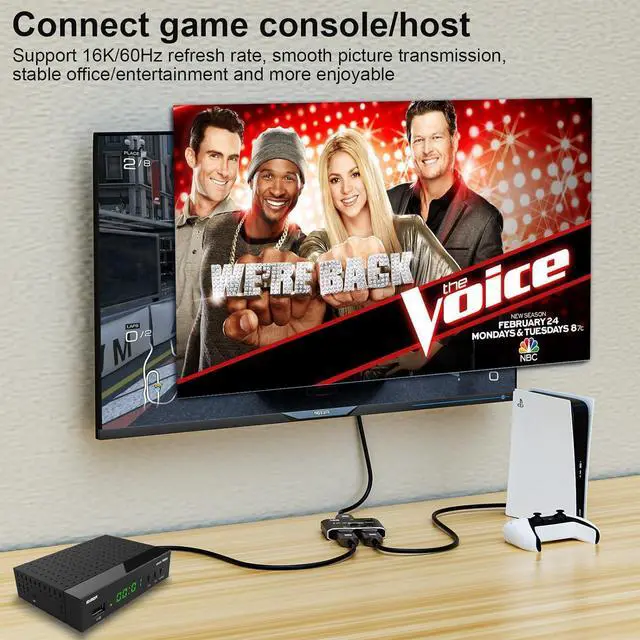 Alt view image 5 of 7 - 2 Port DisplayPort Switch, 16K@60Hz DP Switch Bi-Direction 8K@120Hz 4K@240Hz Displayport Splitter Converter for Multiple Source and displays 16K DP Video Converter