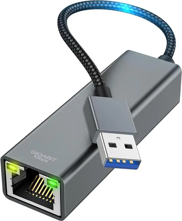 Main image of USB to Ethernet Adapter, USB 3.0 to 10/100/1000 Gigabit Wired LAN Network Adapter, 1000Mbps RJ45 Internet Adapter Compatible with M-ac-Book,Surface,Laptop PC with Windows 11/10/8.1/8/XP, macOS, Linux