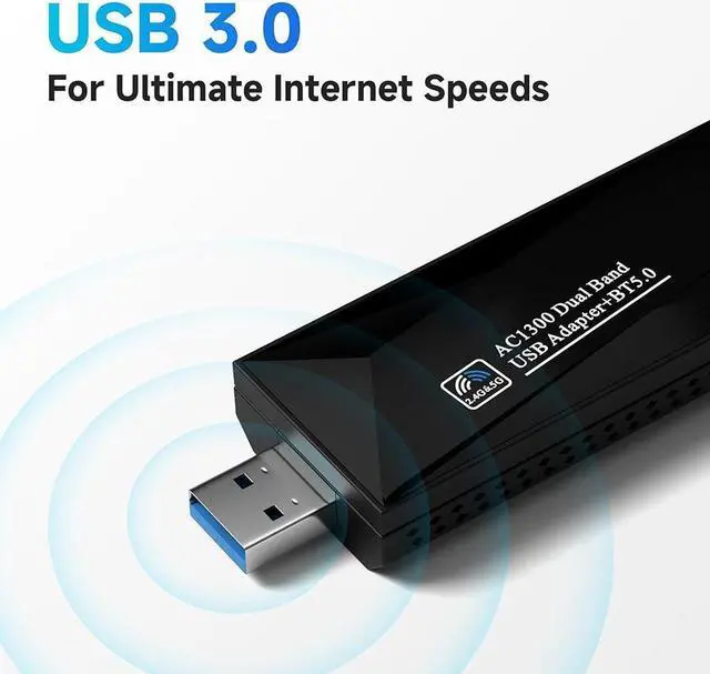 Alt view image 3 of 7 - AC1300 Wireless Adapter, 1300Mbps USB 3.0 WiFi Adapter EDR BT 5.0 Dongle 2.4G/5G Dual Band Wireless Network Adapter for PC Desktop, MU-MIMO, Supports Windows 11, 10, 8.1, 8/Mac OS X 10.9-10.15 8iop