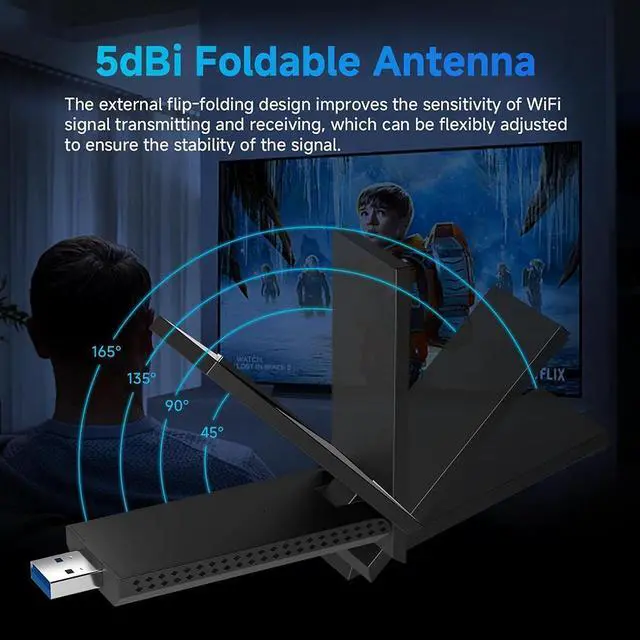 Alt view image 5 of 7 - AC1300 Wireless Adapter, 1300Mbps USB 3.0 WiFi Adapter EDR BT 5.0 Dongle 2.4G/5G Dual Band Wireless Network Adapter for PC Desktop, MU-MIMO, Supports Windows 11, 10, 8.1, 8/Mac OS X 10.9-10.15 8iop