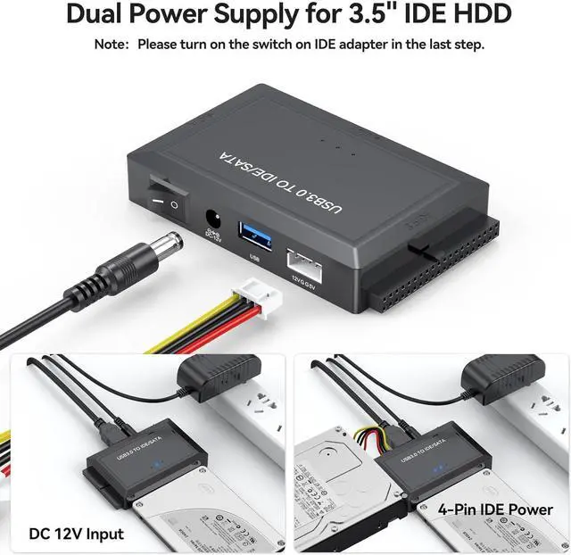Alt view image 5 of 7 - Hard Drive Reader SATA IDE to USB 3.0 Adapter, USB 3.0 to SATA/IDE Hard Drive Ultra Recovery Converter Kit Data Retrieval Device for 2.5" 3.5" HDD SSD Hard Drive Disk 5.25" DVD/CD-ROM Optical Drive