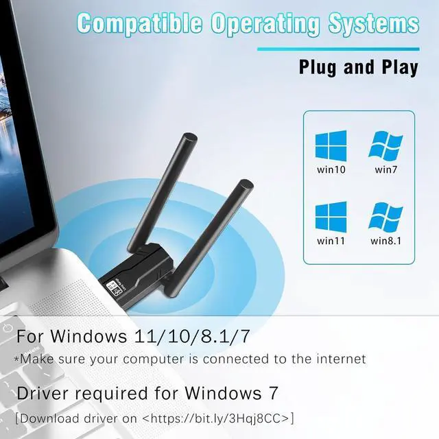 Alt view image 2 of 7 - Bluetooth 5.4 USB Adapter for PC, 492FT/150M Long Distance USB Bluetooth Dongle, Bluetooth Adapter 5.4 for Desktop, Laptop, PC, Headset, Keyboard, Mouse, Compatible with Windows 11/10/8.1/7