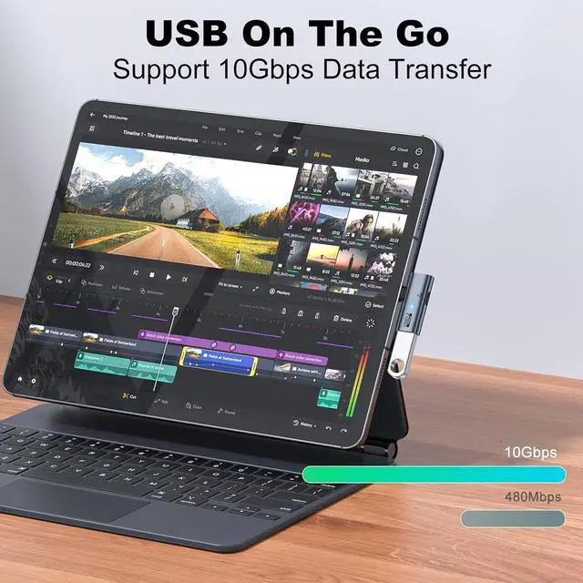 Alt view image 3 of 7 - [2 Pack] 2-in-1 USB C to USB 3.2 Adapter with 100W PD Type C Charging Port, USB C OTG Converter for M-e-ta Quest 2, Ro-g Ally, Steam Deck, for i-P-hone 15 Series, i-Pad, Ma-c-Book and More