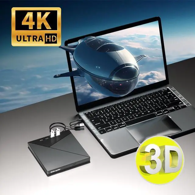 Alt view image 7 of 7 - 7 in 1 External Blu Ray Drive, USB 3.0 Type-C External Blu Ray Drive, CD DVD Burner 3D BD Player with 2 USB A & 2 USB C, SD/TF Ports, 4K Blu Ray Burner DVD Drive Compatible with Windows, Linux, MacOS