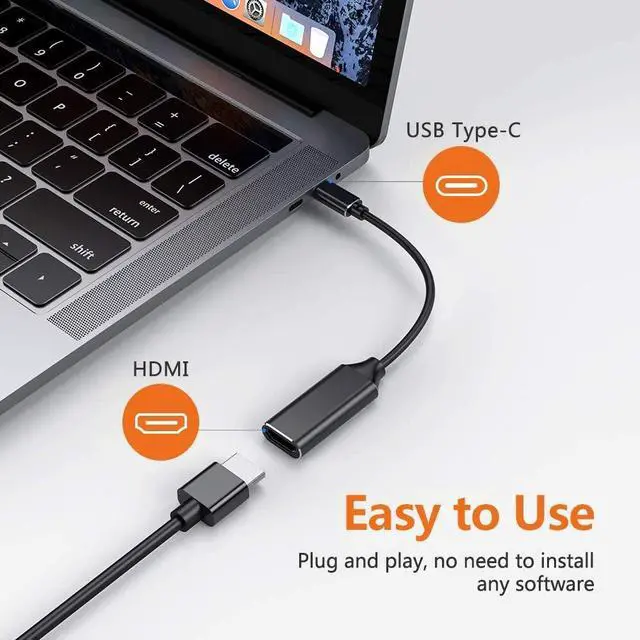 Alt view image 2 of 7 - USB C to HDMI Adapter, USB Type-C to HDMI Adapter 4K Cable [Thunderbolt 3 Compatible], Video Audio Output for MacBook Pro 2019/2018/2017, MacBook Air, iPad Pro 2018, Samsung, Huawei Mate 20 and More
