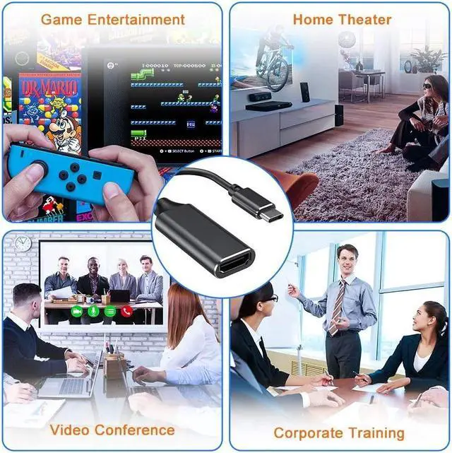 Alt view image 7 of 7 - USB C to HDMI Adapter, USB Type-C to HDMI Adapter 4K Cable [Thunderbolt 3 Compatible], Video Audio Output for MacBook Pro 2019/2018/2017, MacBook Air, iPad Pro 2018, Samsung, Huawei Mate 20 and More