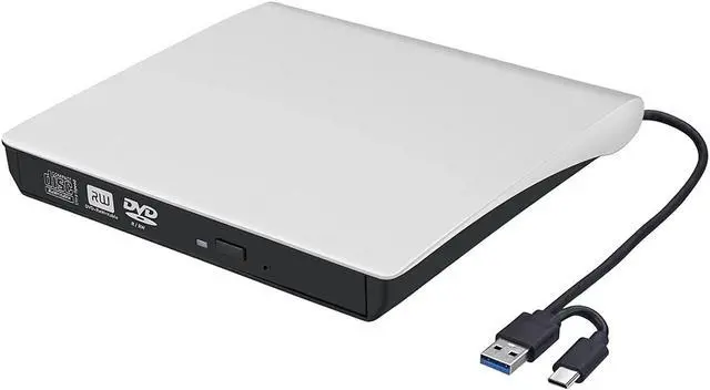 Main image of External CD/DVD Drive for Laptop, Type-C CD/DVD Player USB 3.0 Portable Burner Writer Reader Compatible with Mac MacBook Pro/Air iMac Desktop Windows 7/8/10/XP/Vista (White)