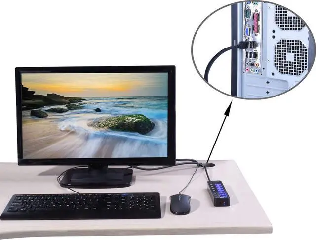 Alt view image 6 of 7 - USB Hub 3.0, 7-Port USB Hub (7 USB 3.0 Data Ports + 1 USB Smart Charging Port) with 5V/4A Power Adapter Individual On/Off Switches for Mac Laptop HDD Disk