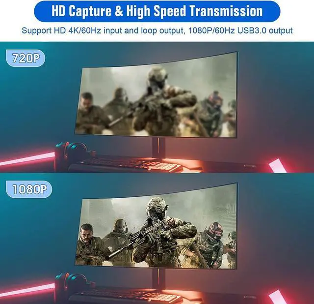 Alt view image 4 of 7 - Capture Card, Video Capture Card 4K 1080P 60FPS, HDMI Capture Card Switch, Game Capture Card USB 3.0 for Live Streaming Video Recording, Screen Capture Device Work with PS4/PC/OBS/DSLR/Camera
