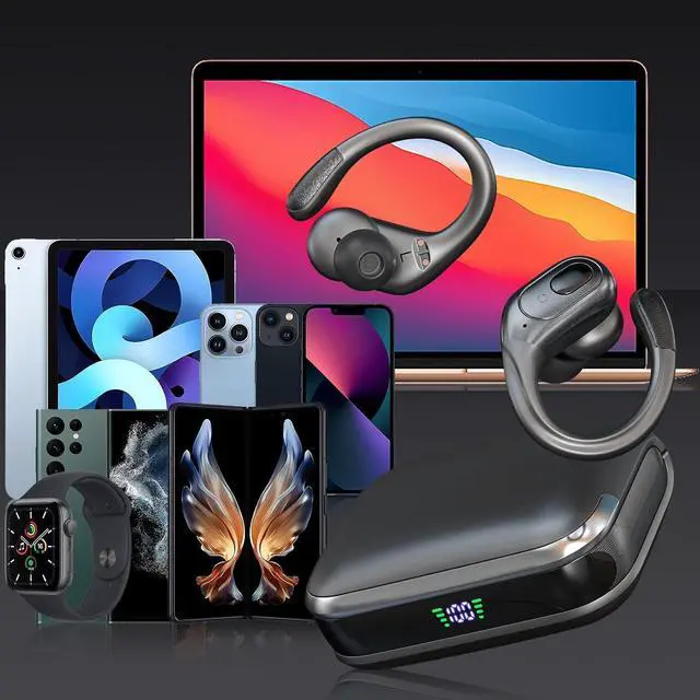 Alt view image 7 of 7 - True Wireless Earbuds, Bluetooth Headphones 75Hrs Playback with LED Diaplay Charging Case Noise Cancelling TWS Ear buds with Earhooks, IPX7 Waterproof Over Ear Earphones for Sports Running Workout