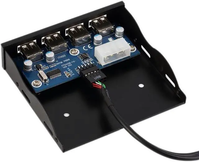 Alt view image 3 of 6 - 3.5" Floppy Bay Front Panel 4 Ports USB HUB 2.0 Expansion Adapter Connector