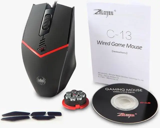 Main image of ZELOTES Gaming Mouse Wired [ Programmable ][ Breathing Light ] [ 3200 DPI ] [ Weight Tuning Set ], PC,Computer Gamer Mice, 6 Buttons for Both Hands- Black