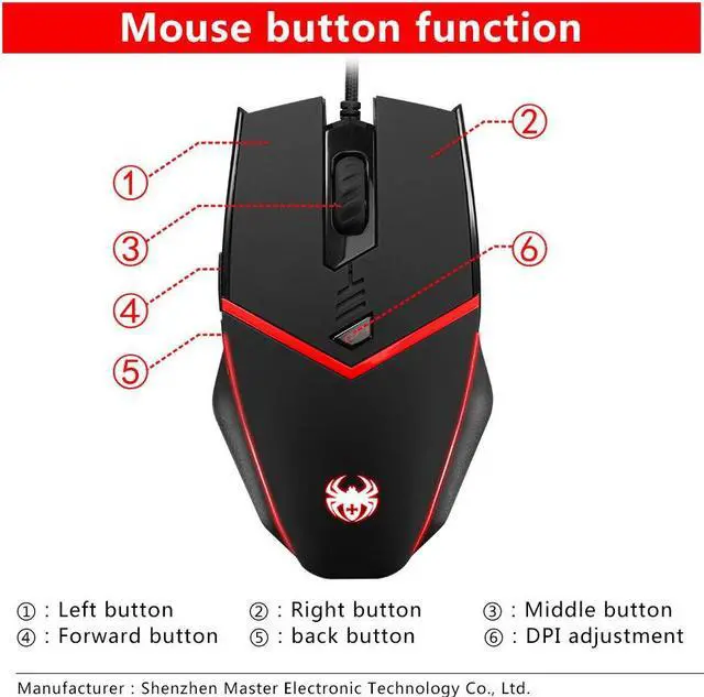 Alt view image 4 of 7 - ZELOTES Gaming Mouse Wired [ Programmable ][ Breathing Light ] [ 3200 DPI ] [ Weight Tuning Set ], PC,Computer Gamer Mice, 6 Buttons for Both Hands- Black
