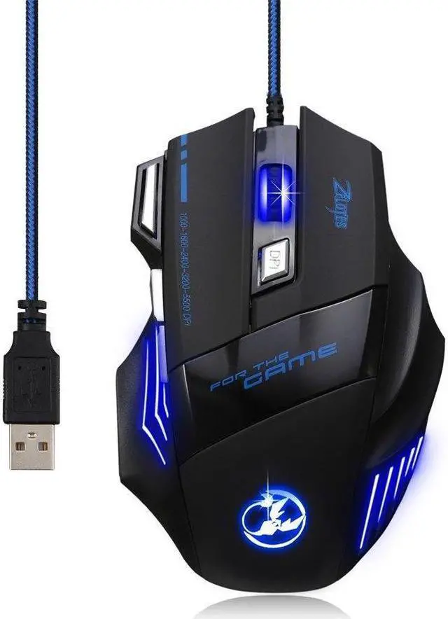 Alt view image 2 of 7 - Zelotes T80 Professional LED Optical 5500 DPI 7 Button USB Wired Gaming Mouse Mice for Pro Gamer (Black)
