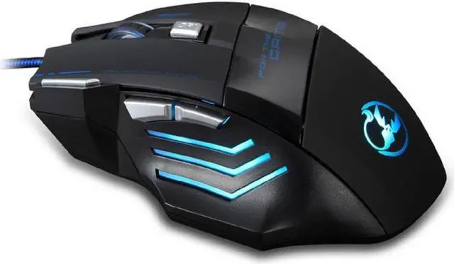 Alt view image 3 of 7 - Zelotes T80 Professional LED Optical 5500 DPI 7 Button USB Wired Gaming Mouse Mice for Pro Gamer (Black)