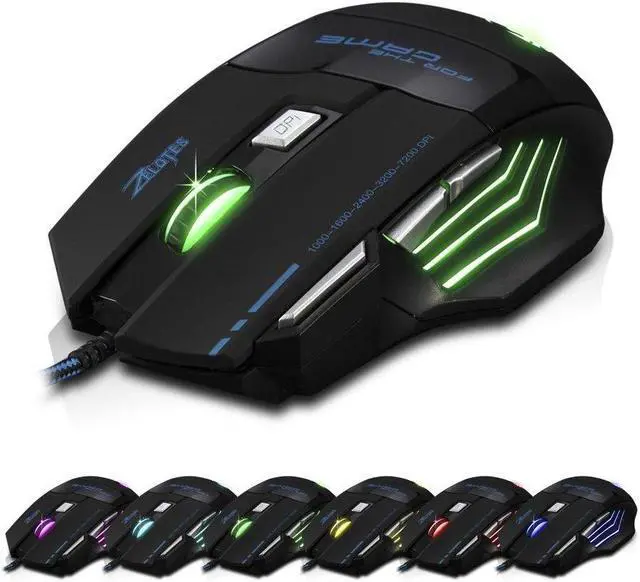 Alt view image 7 of 7 - Zelotes T80 Professional LED Optical 7200 DPI 7 Button USB Wired Gaming Mouse Mice for Pro Gamer (Black)