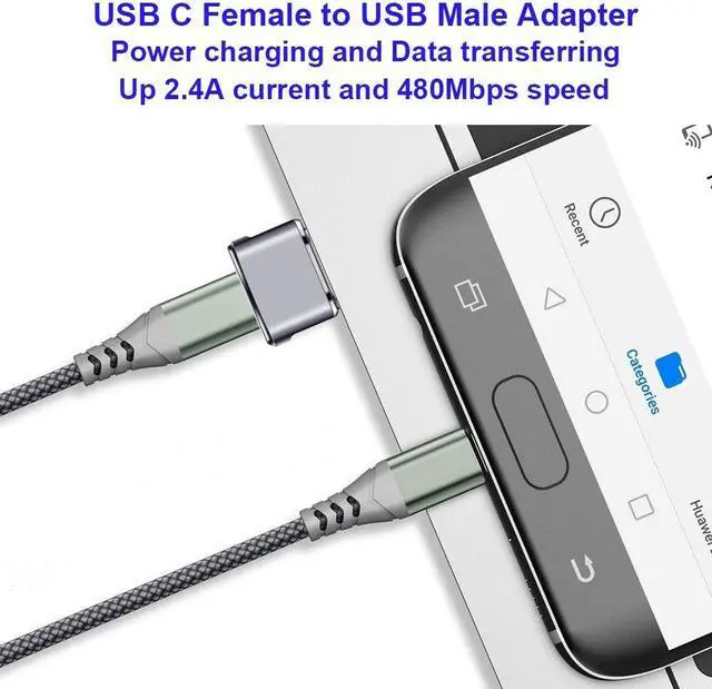 Alt view image 3 of 7 - USB C to USB Adapter (2 Pack), USB-C Female to USB Male, USB Type C to USB OTG Adapter Compatible with MacBook Pro/Air 2015 Laptops, iPhone 11 Pro Max,Airpods iPad 2018,Samsung Galaxy S20 S20+