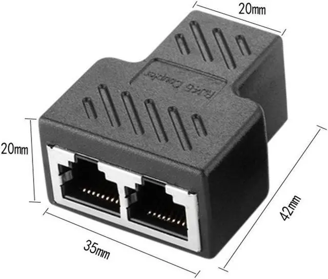 Alt view image 2 of 7 - Ethernet Splitter RJ45 Splitter Adapter 1 to 2 Ways Dual Female Port CAT5 /6/ 7 LAN Ethernet Cable