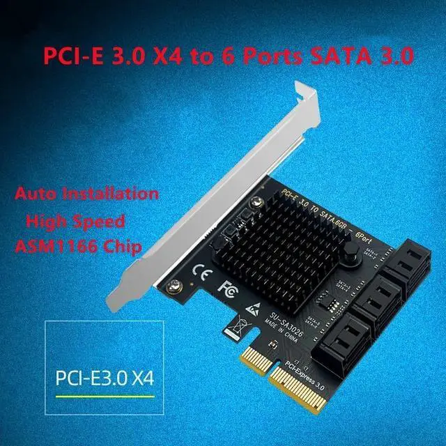 Main image of SATA PCI e Adapter 6 Ports SATA 3.0 to PCI Express x4 Expansion Card SATA3.0 PCIe PCI-e SATA Controller for HDD ASMedia ASM1166