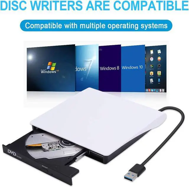 Alt view image 3 of 7 - External CD/DVD Drive, USB 3.0 Portable Optical Slim CD/DVD Burner Player RW Drive Compatible with Desktop PC Windows XP/ 2003/ Vista/ 7/8, Linux, Mac os System