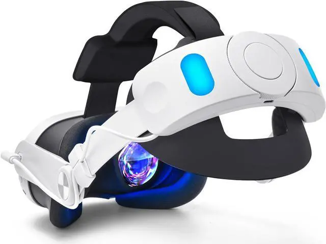 Main image of Head Strap Accessories for Meta/Oculus Quest 3, 6000mAh Battery Pack Elite Head Strap with LED Display, RGB Lights, VR Headset Strap Replacement for Enhanced Playtime Comfort in VR
