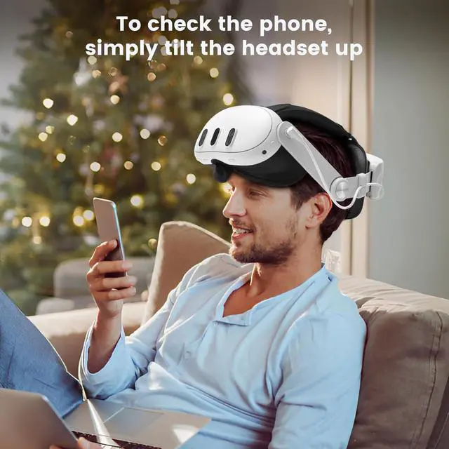 Alt view image 7 of 7 - Head Strap Accessories for Meta/Oculus Quest 3, 6000mAh Battery Pack Elite Head Strap with LED Display, RGB Lights, VR Headset Strap Replacement for Enhanced Playtime Comfort in VR