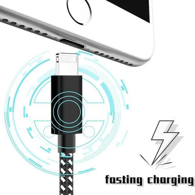Alt view image 2 of 7 - for iPhone Charging cable [5Pack1/1/2/2/3M] Light-ning Cable Nylon Braid Fast Charging Cable USB A to Lightning Cable for iPhone 11/11Pro/11Pro MAX /X/XS MAX/XR/8/8 plus/7/7 plus/6s/6s plus/6...