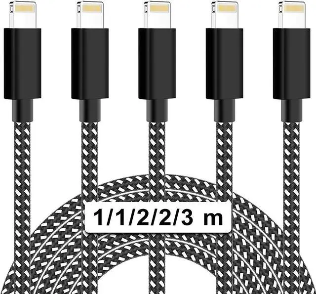 Main image of for iPhone Charging cable [5Pack1/1/2/2/3M] Light-ning Cable Nylon Braid Fast Charging Cable USB A to Lightning Cable for iPhone 11/11Pro/11Pro MAX /X/XS MAX/XR/8/8 plus/7/7 plus/6s/6s plus/6...