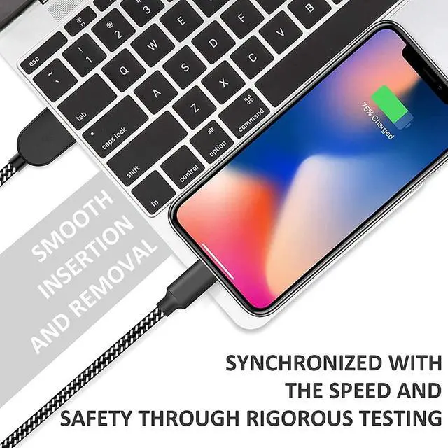 Alt view image 3 of 7 - for iPhone Charging cable [5Pack1/1/2/2/3M] Light-ning Cable Nylon Braid Fast Charging Cable USB A to Lightning Cable for iPhone 11/11Pro/11Pro MAX /X/XS MAX/XR/8/8 plus/7/7 plus/6s/6s plus/6...