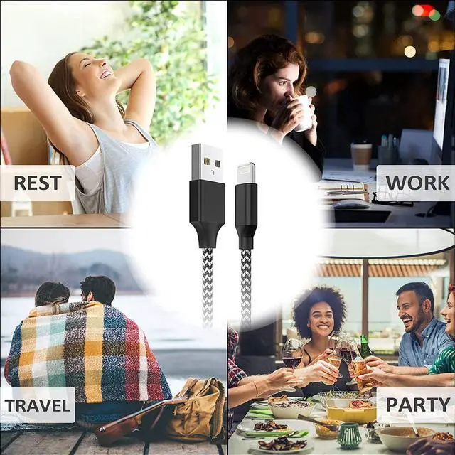 Alt view image 7 of 7 - for iPhone Charging cable [5Pack1/1/2/2/3M] Light-ning Cable Nylon Braid Fast Charging Cable USB A to Lightning Cable for iPhone 11/11Pro/11Pro MAX /X/XS MAX/XR/8/8 plus/7/7 plus/6s/6s plus/6...