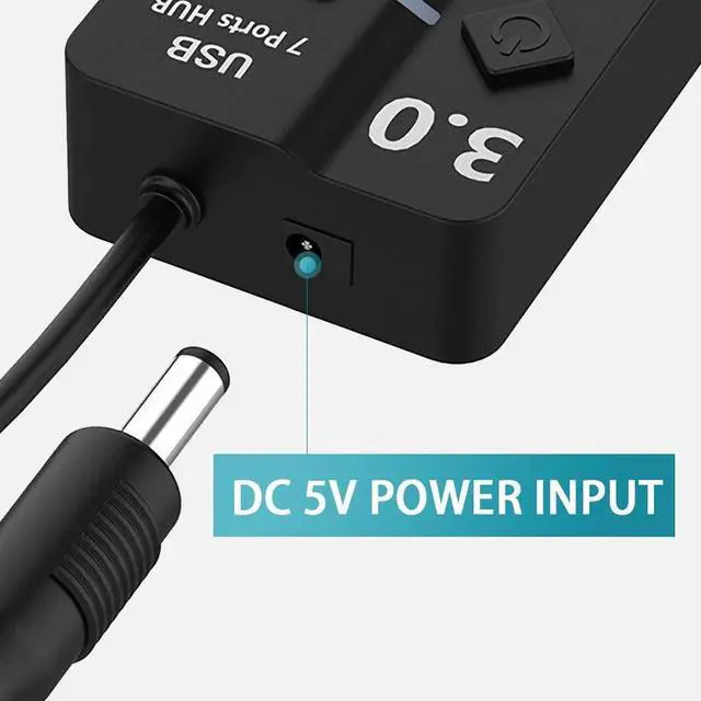 Alt view image 5 of 7 - 7-Port USB 3.0 Hub with Individual Power Switches and Lights, High-Speed Data Hub Splitter Portable USB Extension Hub for PC Laptop and More (No Power Adapter)