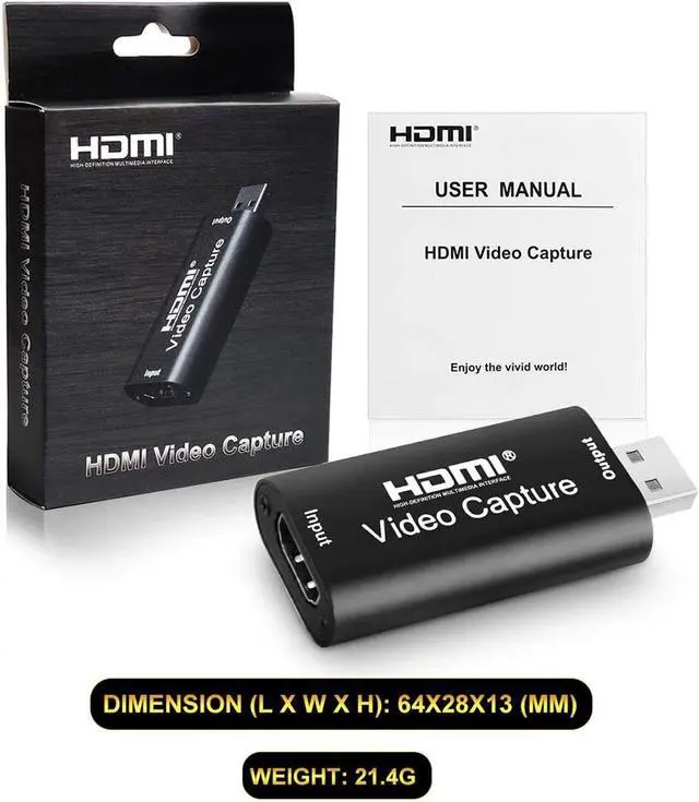 Alt view image 7 of 7 - Audio Video Capture Cards - HDMI to USB 2.0 - High Definition 1080p 30fps - Record Directly to Computer for Gaming, Streaming, Teaching, Video Conference or Live Broadcasting