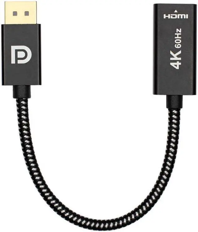 Alt view image 2 of 7 - Displayport to HDMI Adapter 4K@60Hz Gold Plated DP to HDMI 2.0 Video Display Converter for Desktop PC HDMI Connector Adapter 7.87 Male to Female Cable