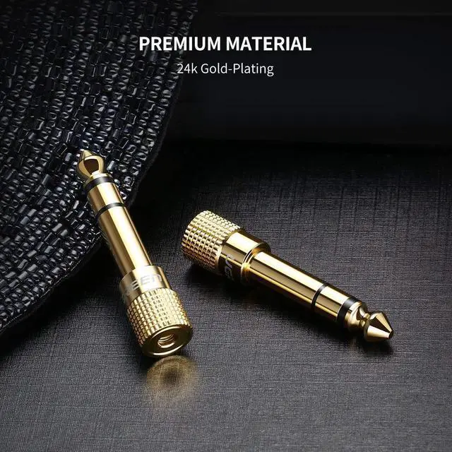 Alt view image 5 of 6 - (2-Pack) 6.35mm (1/4 inch) Male to 3.5mm (1/8 inch) Female Stereo Audio Adapter Gold Plated Stereo Audio Adapter Aux Converter